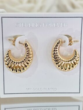 Sterling Forever 14k Gold Plated Bryce Croissant Earrings Boho Classic Modern